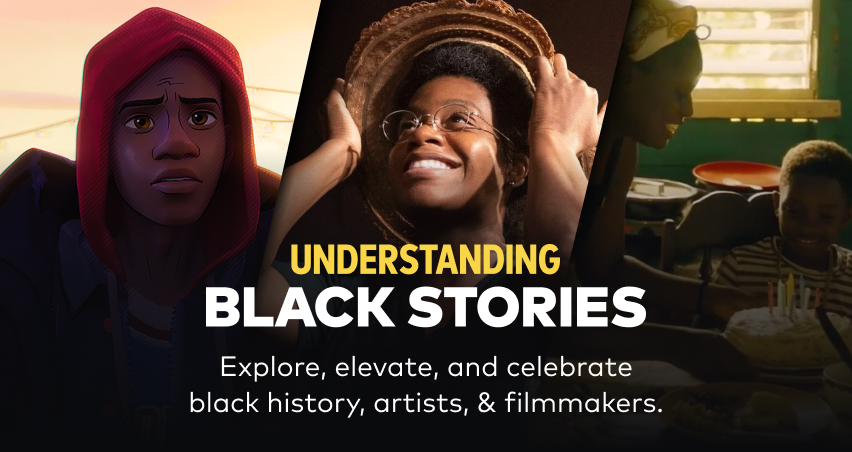 Understanding Black Stories Collage ft. American Fiction, The Color Purple, and Spider-man Across The Spider-verse